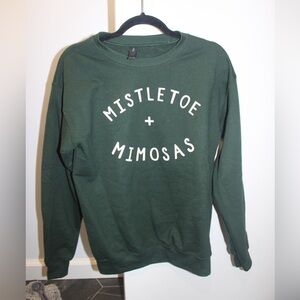 Gildan Green Sweatshirt with Mistletoe and Mimosas Design